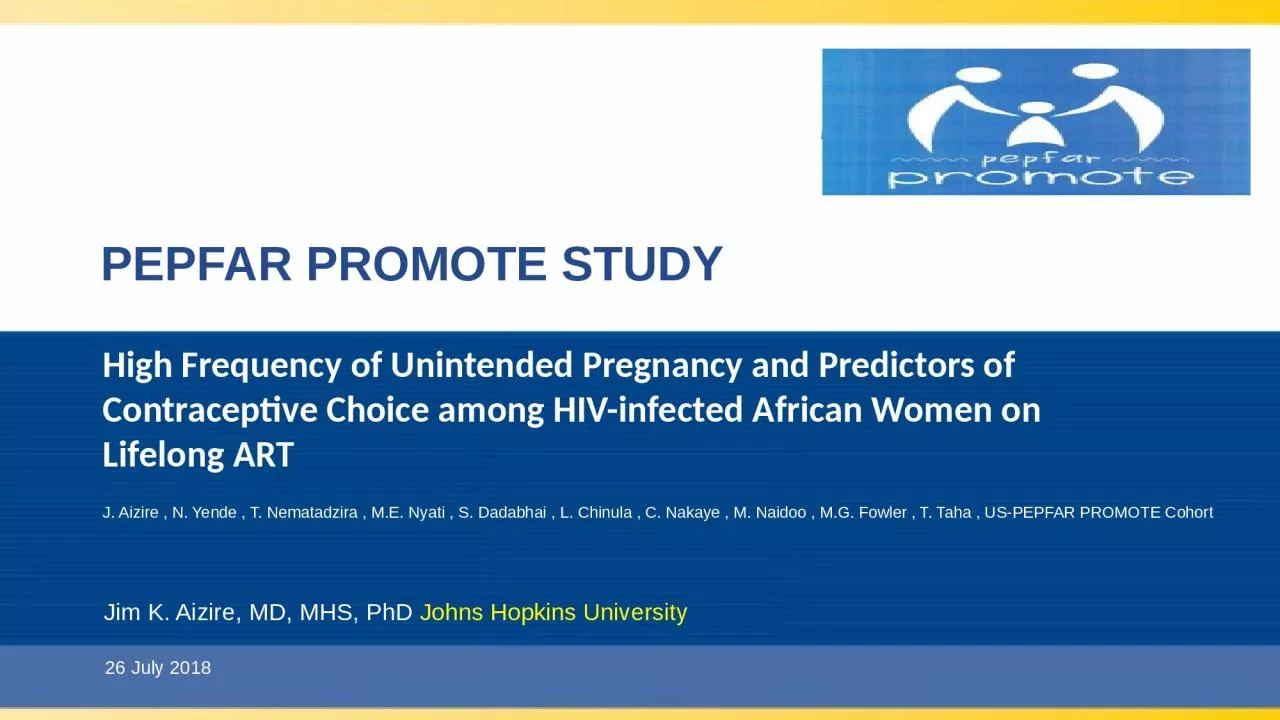 PPT-High Frequency of Unintended Pregnancy and Predictors of Contraceptive Choice among HIV-infected