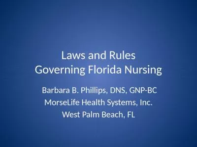 Laws and Rules Governing Florida Nursing