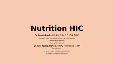 Nutrition HIC Dr.  Terezie