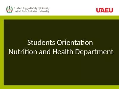 Students Orientation  Nutrition and Health Department