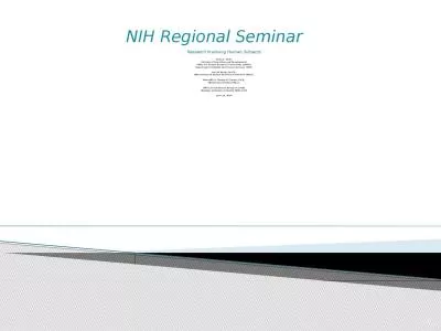 NIH  Regional Seminar  Research Involving Human