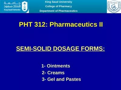 PHT 312: Pharmaceutics II