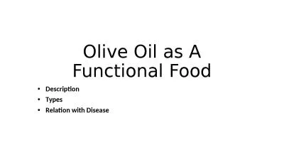 Olive Oil as A Functional Food