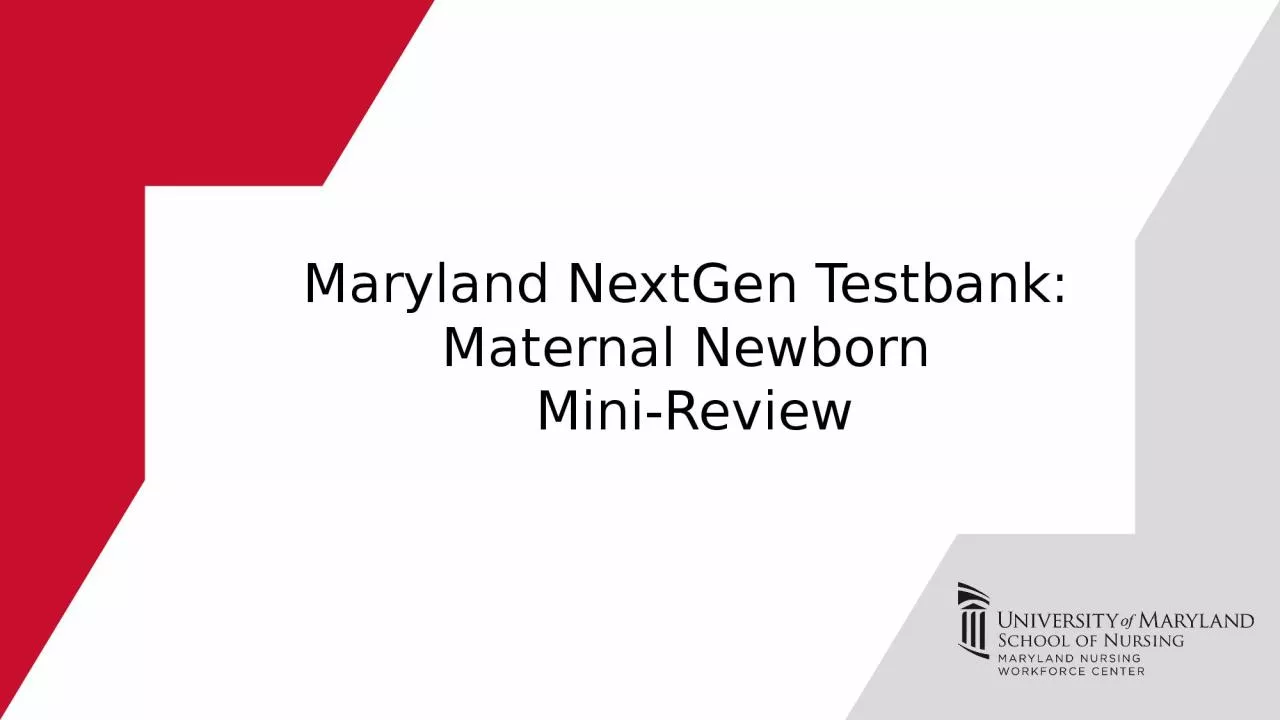 PPT-Maryland NextGen Testbank: