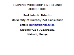 TRAINING WORKSHOP ON ORGANIC AGRICULTURE