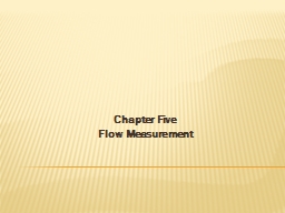 Chapter Five Flow Measurement