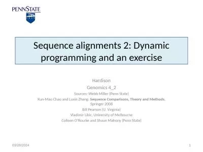 Sequence alignments 2: Dynamic programming and an exercise