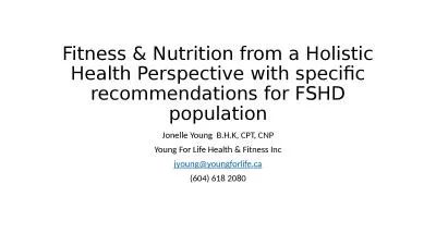 Fitness & Nutrition from a Holistic Health Perspective with specific recommendations