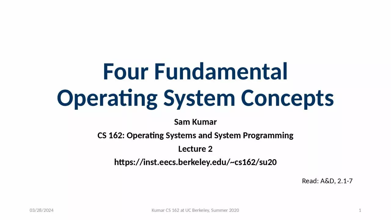 PPT-Four Fundamental Operating System Concepts