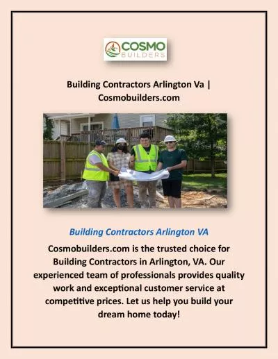 Building Contractors Arlington Va | Cosmobuilders.com