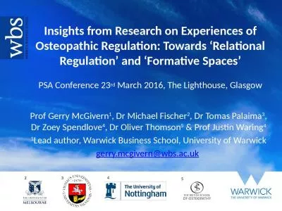 Insights from Research  on Experiences of Osteopathic