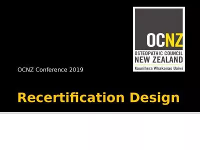Recertification Design OCNZ Conference 2019