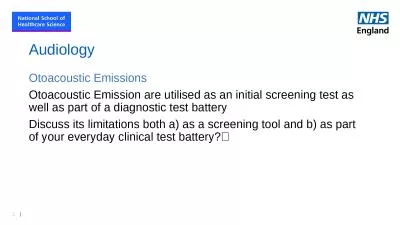 Audiology Otoacoustic Emissions