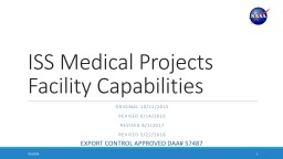 ISS Medical Projects  Facility Capabilities