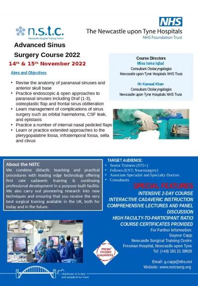 Advanced Sinus Surgery  Course 2022