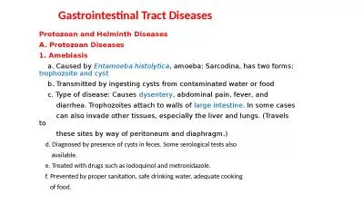 Protozoan and  Helminth  Diseases