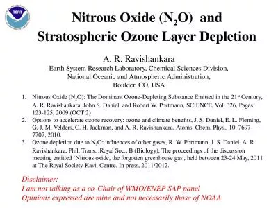 Nitrous Oxide (N 2 O )  and Stratospheric Ozone Layer Depletion