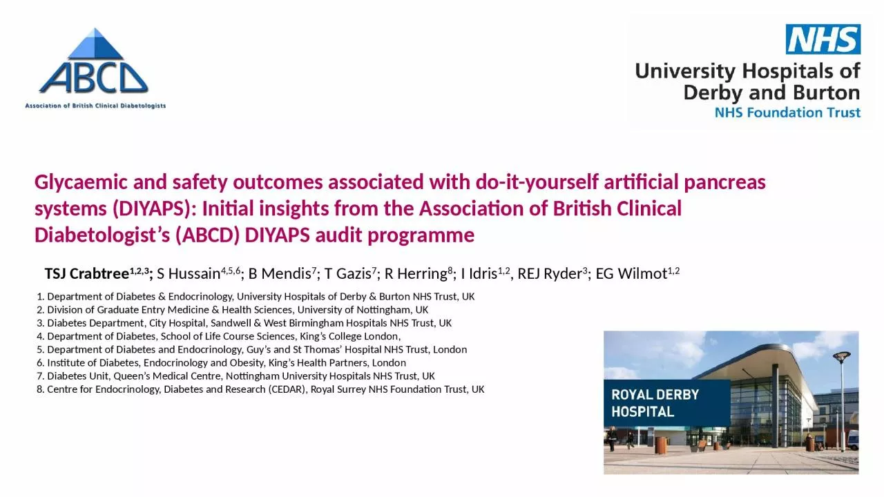 PPT-Glycaemic and safety outcomes associated with do-it-yourself artificial pancreas systems