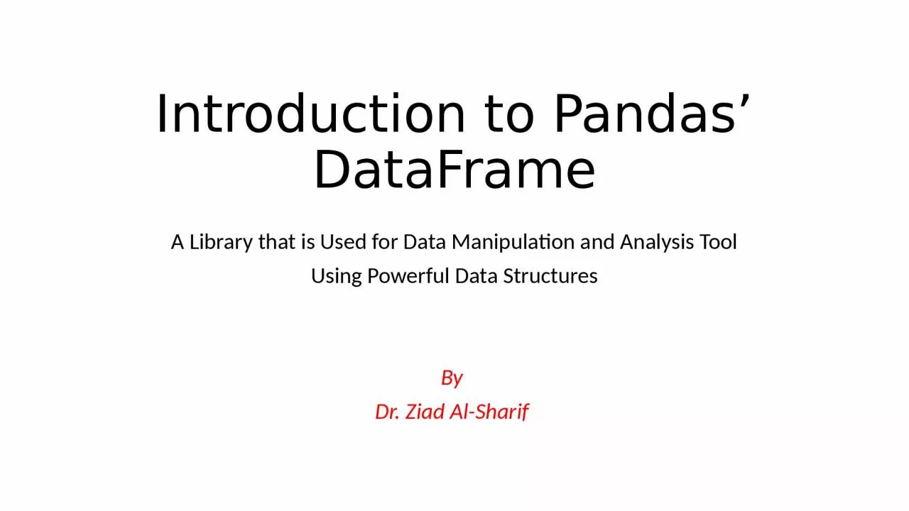 PPT-Introduction to Pandas’