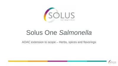 Solus One  Salmonella AOAC extension to scope – Herbs, spices and flavorings