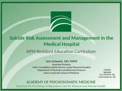 Suicide Risk Assessment and Management in the Medical Hospital
