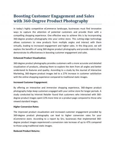 Boosting Customer Engagement and Sales with 360-Degree Product Photography