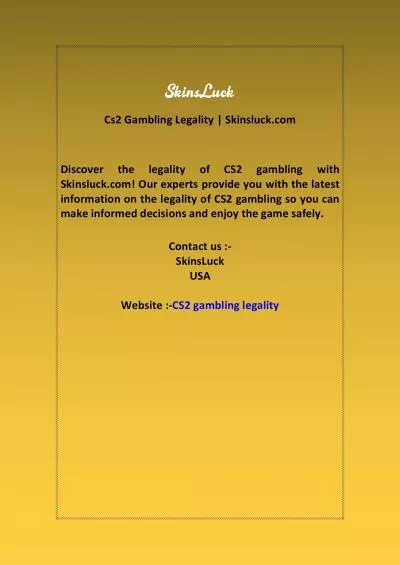 Cs2 Gambling Legality | Skinsluck.com
