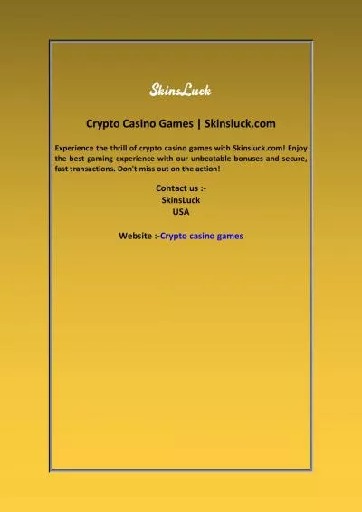 Crypto Casino Games | Skinsluck.com