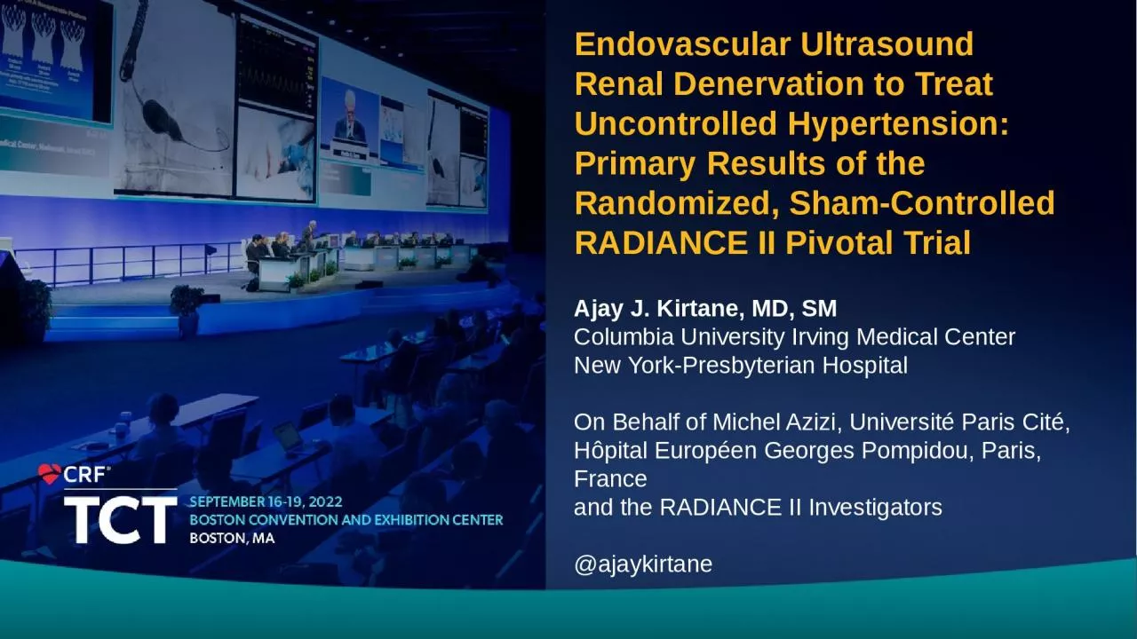 PPT-Endovascular Ultrasound Renal Denervation to Treat Uncontrolled Hypertension: Primary