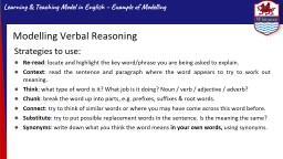 Learning & Teaching Model in English – Example of Modelling