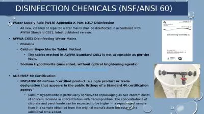 Disinfection chemicals (NSF/ANSI 60)