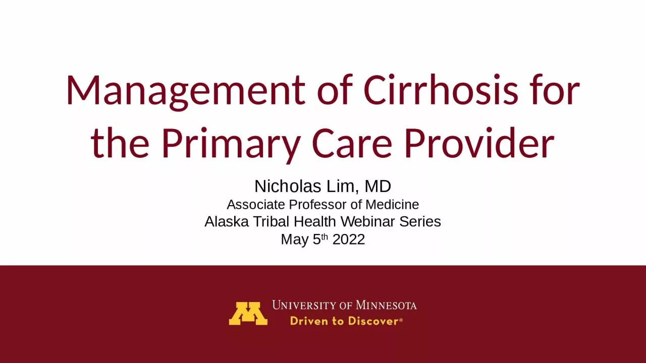 PPT-Management of Cirrhosis for the Primary Care Provider