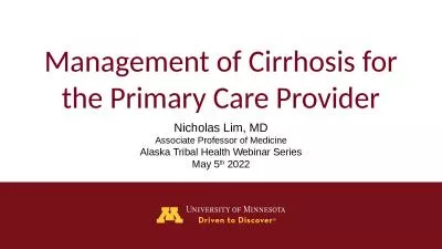 Management of Cirrhosis for the Primary Care Provider