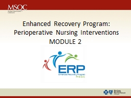 Enhanced Recovery Program: Perioperative Nursing Interventions