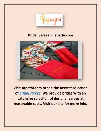 Bridal Sarees | Tapathi.com