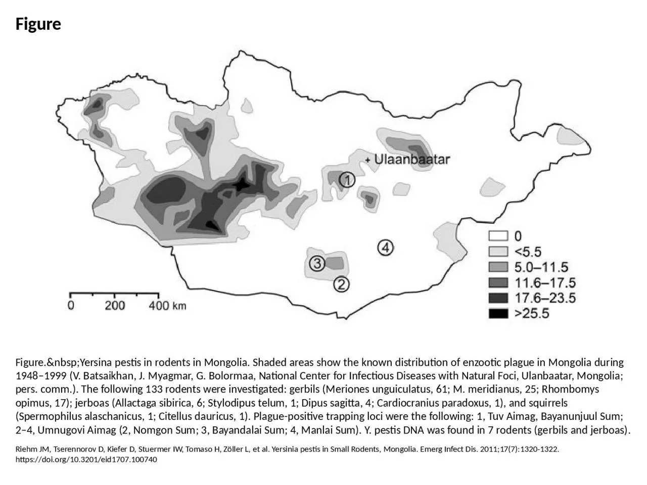 PPT-Figure Figure.&nbsp;Yersina pestis in rodents in Mongolia. Shaded areas show the known