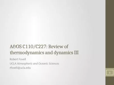 A&OS C110/C227: Review of thermodynamics and dynamics III