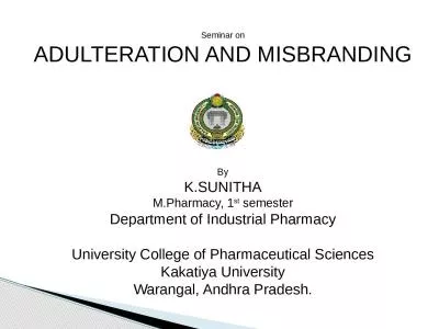 Seminar on ADULTERATION AND MISBRANDING