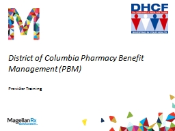 District of Columbia Pharmacy Benefit Management (PBM)