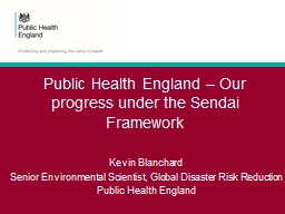 Public Health England – Our progress under the Sendai Framework