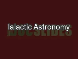 Ialactic Astronomy