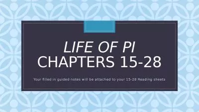 Life of pi chapters 15-28