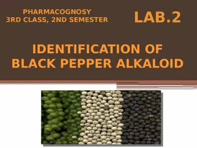 Identification of Black pepper alkaloid