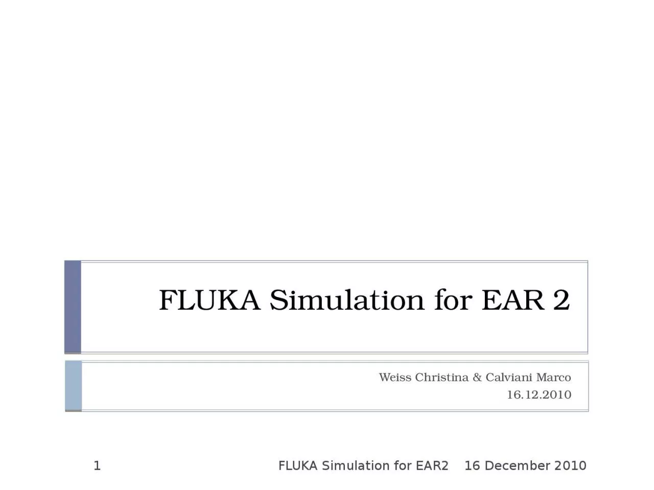 FLUKA Simulation for EAR 2