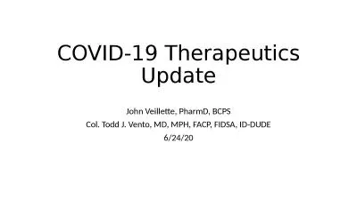 COVID-19 Therapeutics Update