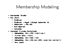 Membership Modeling Membership Timeline