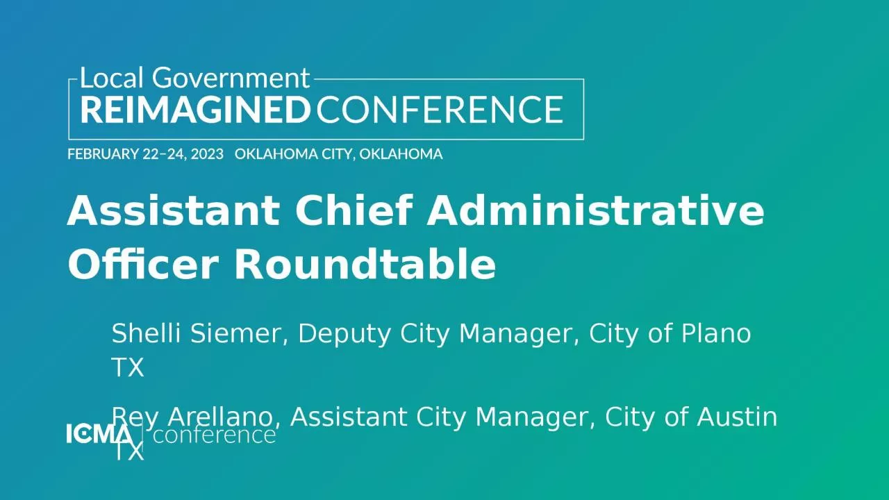 Assistant Chief Administrative Officer Roundtable