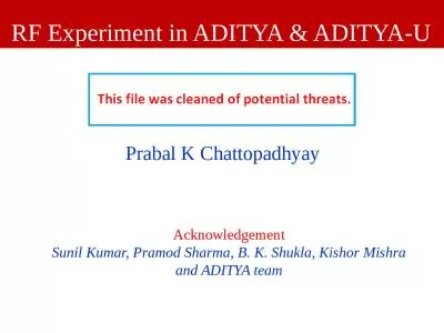 RF  Experiment in  ADITYA & ADITYA-U