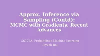 Approx. Inference via Sampling (