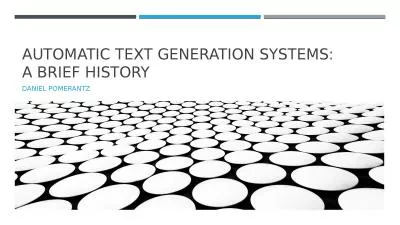 Automatic Text Generation Systems: